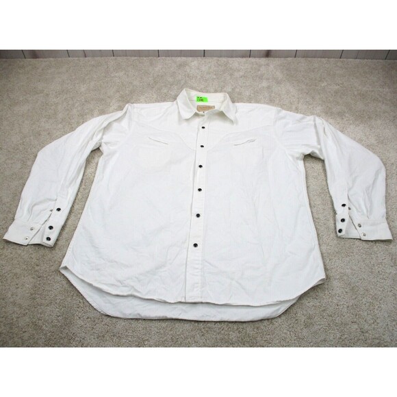 Schaefer Outfitter Shirt Men Extra Large White Cotton Pearl Snap Button Up USA * - Picture 1 of 13